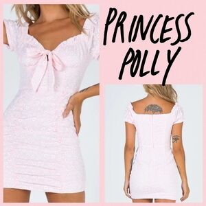 Princess Polly Back To Paris Pink Daisy Ruched Mini Dress Size 4